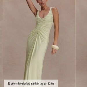 Meshki Perrie
Slinky Ruched Maxi Dress - Pastel Lime